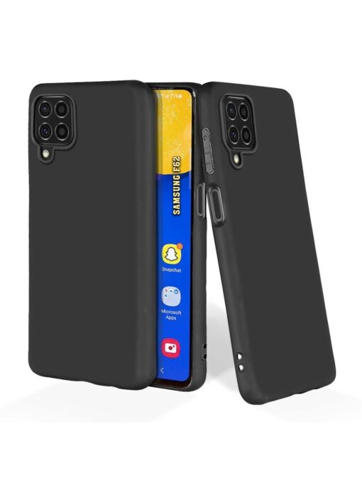 Plain Black Soft Silicone Case for Samsung Galaxy F62