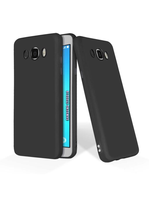 Plain Black Soft Silicone Case for Samsung Galaxy J7 (2016) Zapvi