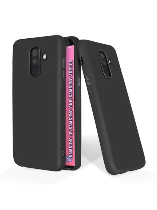 Plain Black Soft Silicone Case for Samsung Galaxy J8 Zapvi