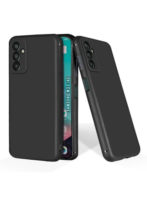 Plain Black Soft Silicone Case for Samsung Galaxy M13 (4G) Zapvi