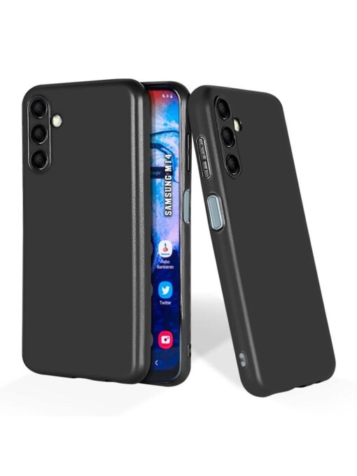 Plain Black Soft Silicone Case for Samsung Galaxy M14 (5G) Zapvi