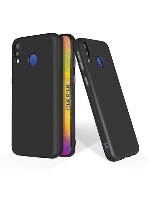 Plain Black Soft Silicone Case for Samsung Galaxy M20