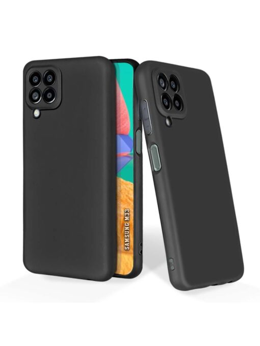 Plain Black Soft Silicone Case for Samsung Galaxy M33 (5G) Zapvi