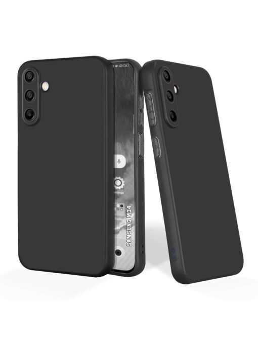 Plain Black Soft Silicone Case for Samsung Galaxy M34 (5G) Zapvi