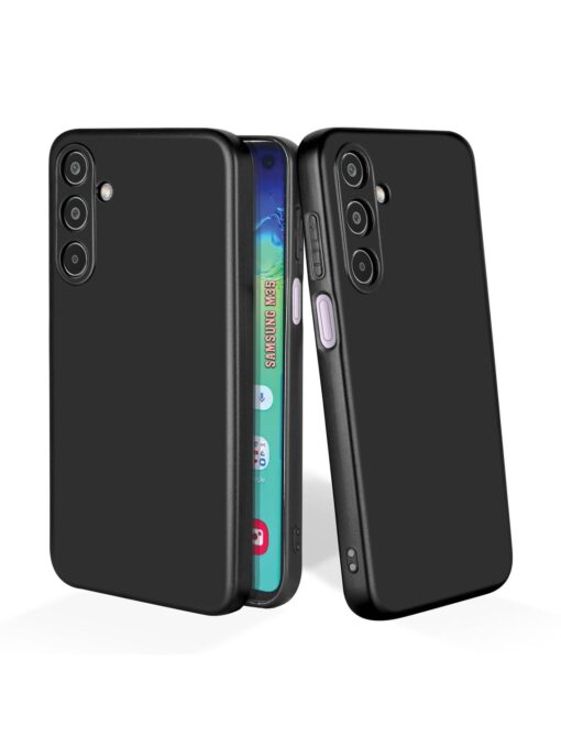 Plain Black Soft Silicone Case for Samsung Galaxy M35 (5G) Zapvi