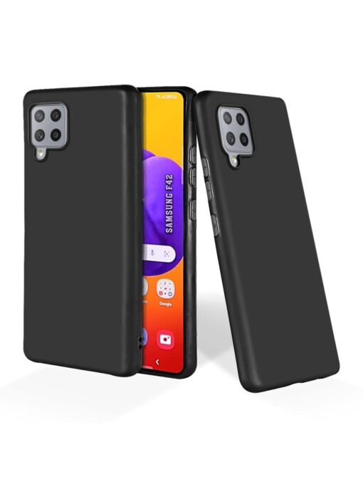 Plain Black Soft Silicone Case for Samsung Galaxy M42 (5G) Zapvi