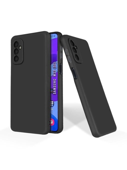 Plain Black Soft Silicone Case for Samsung Galaxy M52 (5G) Zapvi