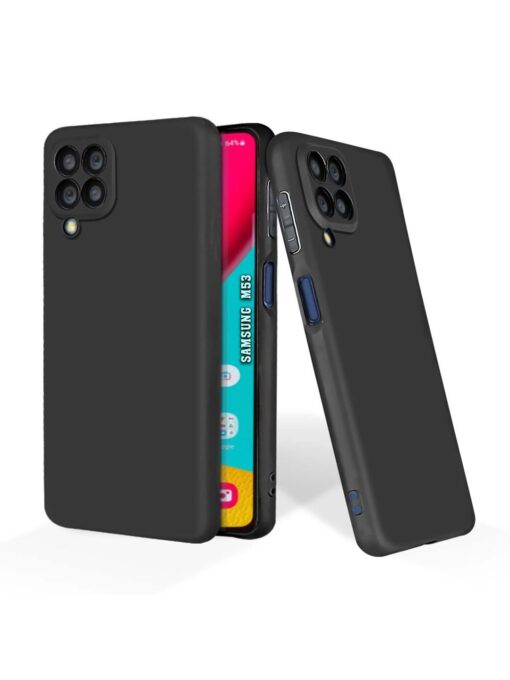 Plain Black Soft Silicone Case for Samsung Galaxy M53 (5G) Zapvi