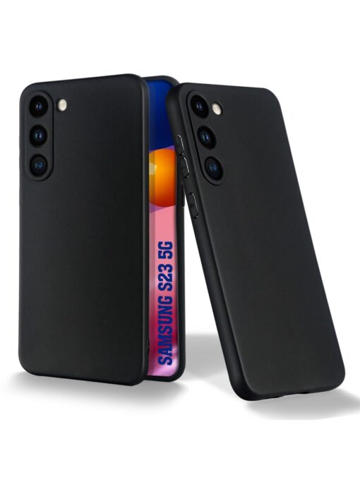 Plain Black Soft Silicone Case for Samsung Galaxy S23 (5G) Zapvi