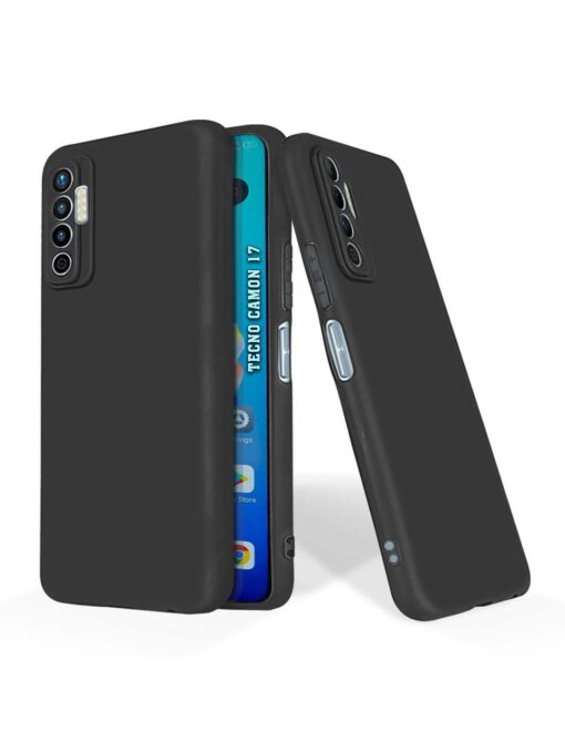 Plain Black Soft Silicone Case for Tecno Camon 17 Zapvi