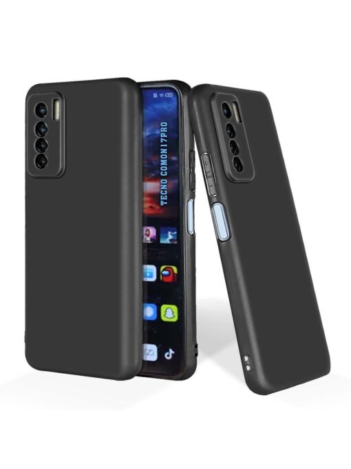 Plain Black Soft Silicone Case for Tecno Camon 17 Pro Zapvi