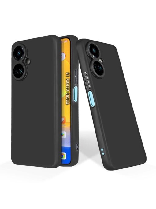 Plain Black Soft Silicone Case for Tecno Camon 19 Zapvi