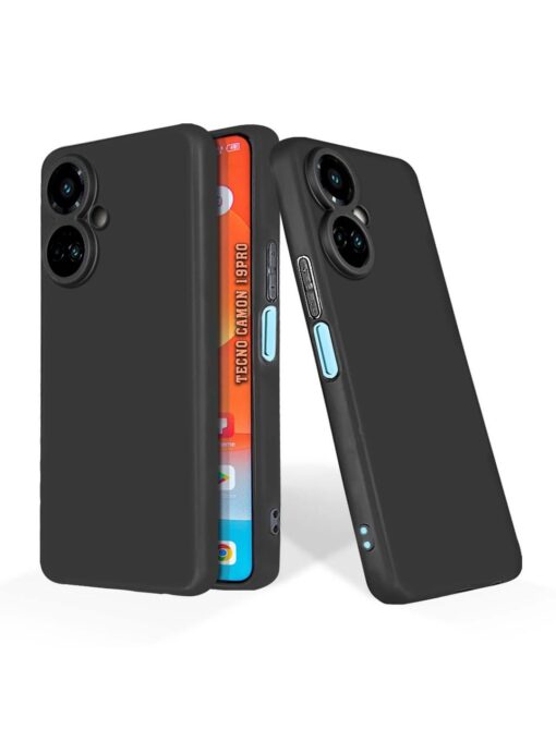 Plain Black Soft Silicone Case for Tecno Camon 19 Pro (5G) Zapvi