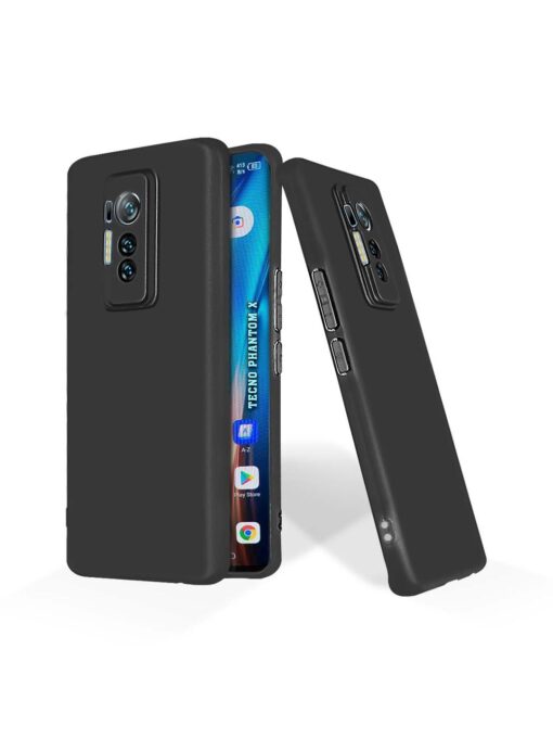 Plain Black Soft Silicone Case for Tecno Phantom X Zapvi