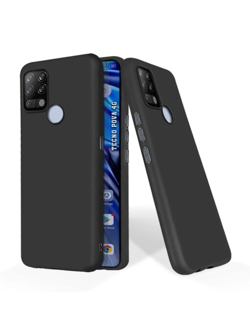 Plain Black Soft Silicone Case for Tecno Pova Zapvi