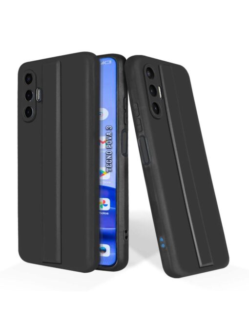 Plain Black Soft Silicone Case for Tecno Pova 3 Zapvi