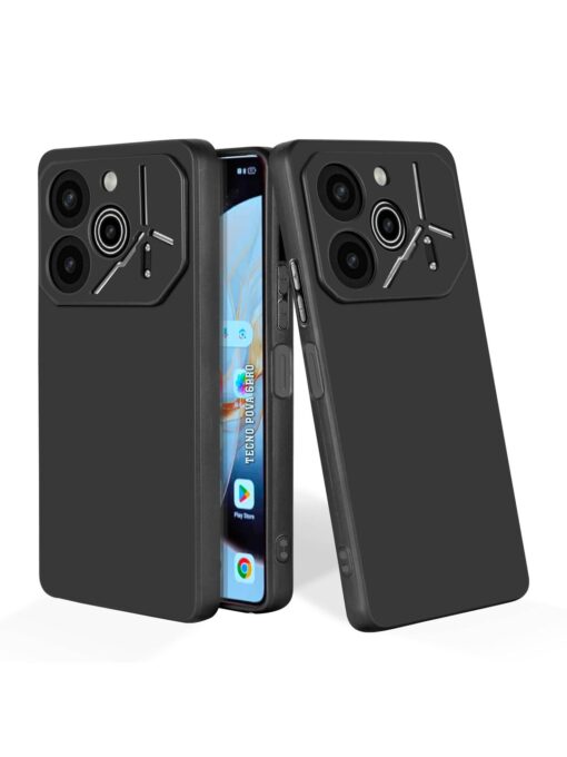 Plain Black Soft Silicone Case for Tecno Pova 6 Pro (5G) Zapvi