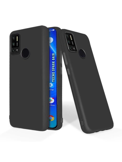 Plain Black Soft Silicone Case for Tecno Spark 6 Air Zapvi