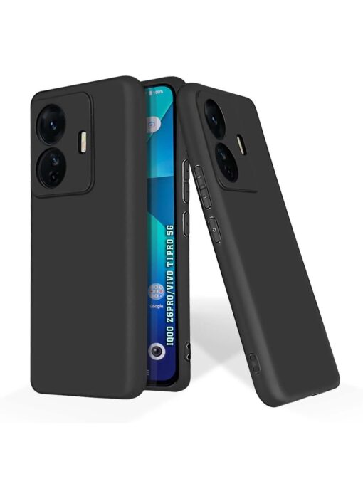 Plain Black Soft Silicone Case for Vivo T1 Pro (5G) Zapvi