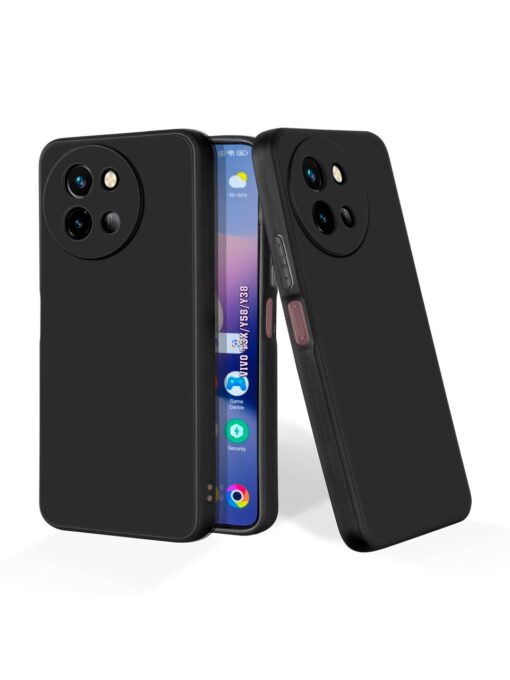 Plain Black Soft Silicone Case for Vivo T3X (5G) Zapvi