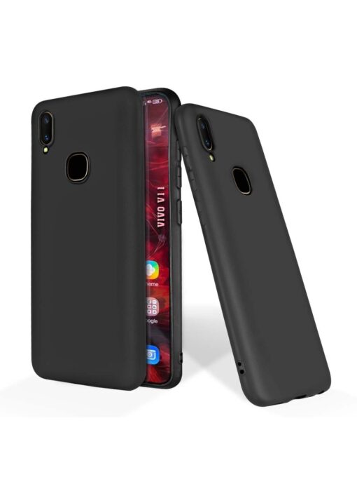 Plain Black Soft Silicone Case for Vivo V11 Zapvi