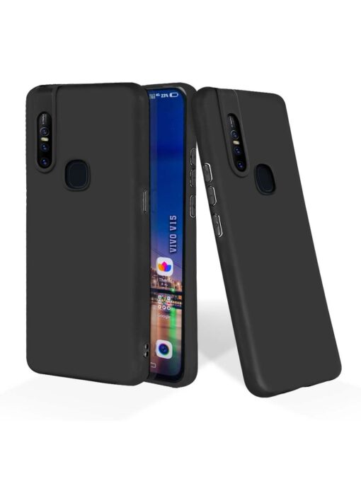 Plain Black Soft Silicone Case for Vivo V15 Zapvi