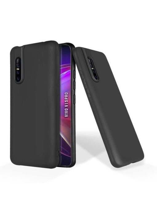 Plain Black Soft Silicone Case for Vivo V15 Pro Zapvi