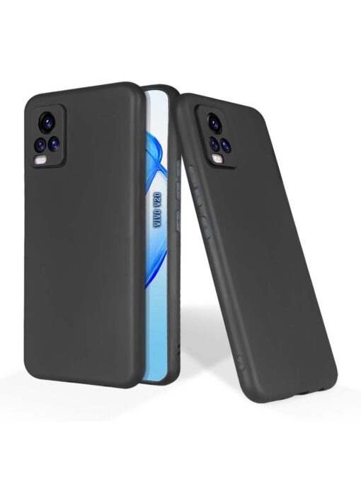 Plain Black Soft Silicone Case for Vivo V20 Zapvi