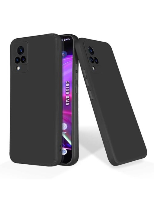 Plain Black Soft Silicone Case for Vivo V21 (5G) Zapvi