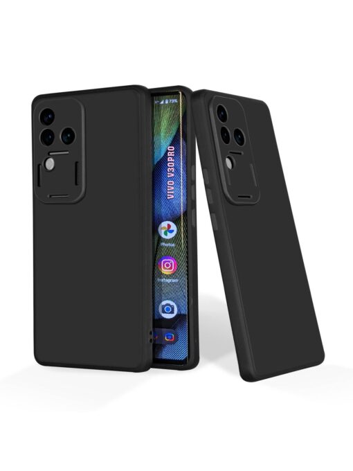 Plain Black Soft Silicone Case for Vivo V30 Pro (5G) Zapvi