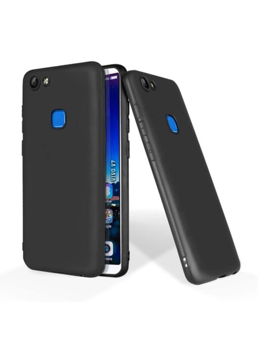 Plain Black Soft Silicone Case for Vivo V7 Zapvi