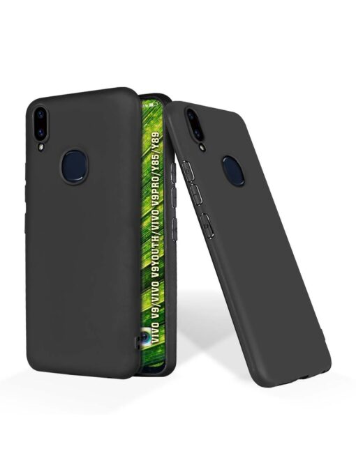 Plain Black Soft Silicone Case for Vivo V9 Zapvi