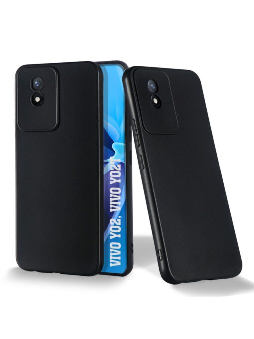 Plain Black Soft Silicone Case for Vivo Y02 Zapvi