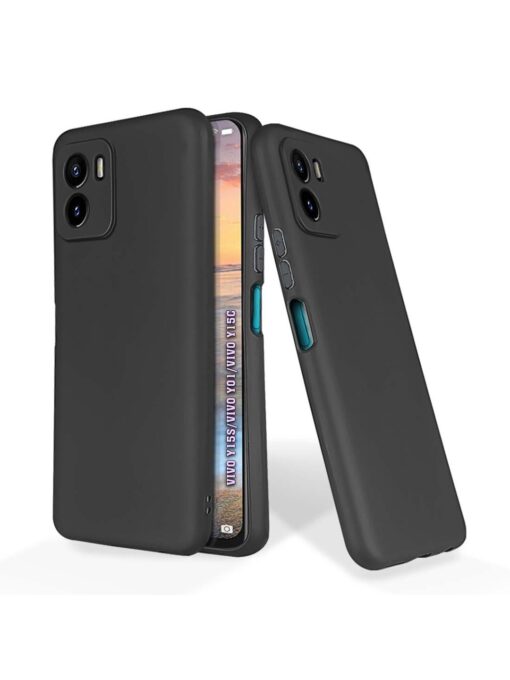 Plain Black Soft Silicone Case for Vivo Y15S Zapvi