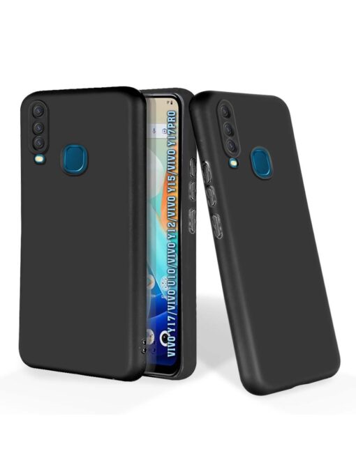 Plain Black Soft Silicone Case for Vivo Y17 Zapvi