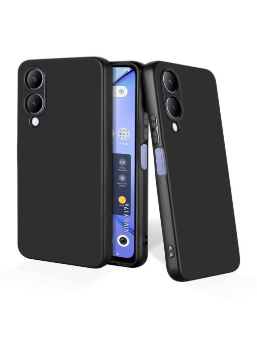 Plain Black Soft Silicone Case for Vivo Y17S Zapvi