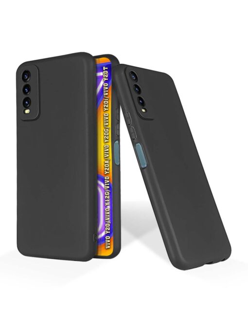 Plain Black Soft Silicone Case for Vivo Y20 Zapvi