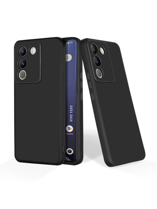 Plain Black Soft Silicone Case for Vivo Y200 (5G) Zapvi