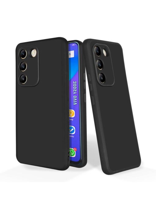 Plain Black Soft Silicone Case for Vivo Y200E (5G) Zapvi