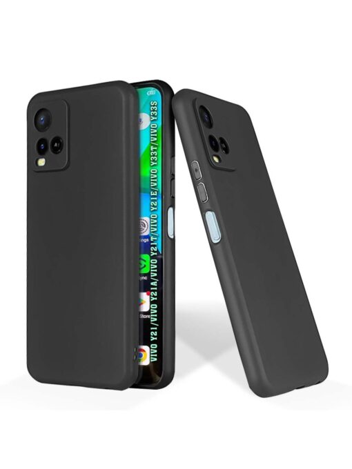 Plain Black Soft Silicone Case for Vivo Y21 Zapvi