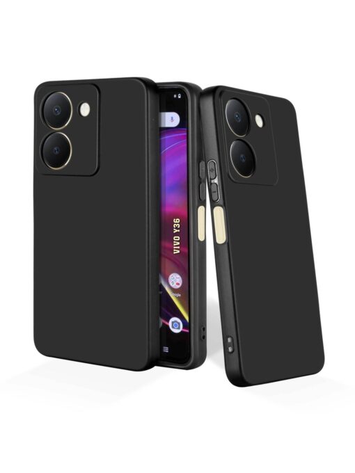 Plain Black Soft Silicone Case for Vivo Y36 Zapvi