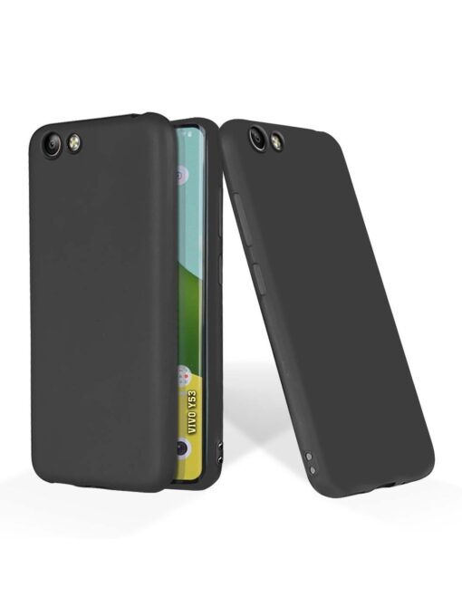 Plain Black Soft Silicone Case for Vivo Y53 Zapvi