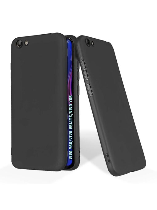 Plain Black Soft Silicone Case for Vivo Y65 Zapvi