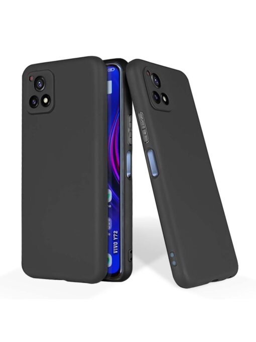 Plain Black Soft Silicone Case for Vivo Y72 (5G)