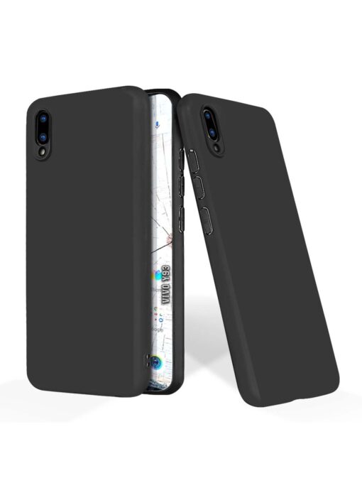 Plain Black Soft Silicone Case for Vivo Y93 Zapvi