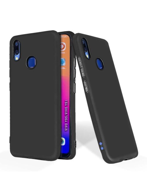 Plain Black Soft Silicone Case for Vivo Y95 Zapvi