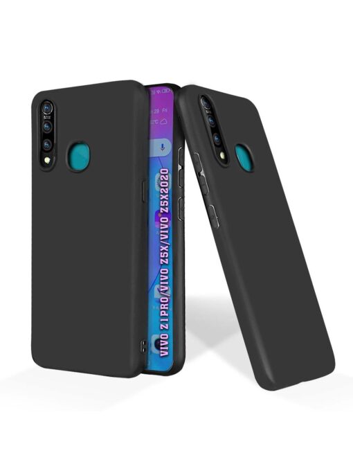 Plain Black Soft Silicone Case for Vivo Z1 Pro