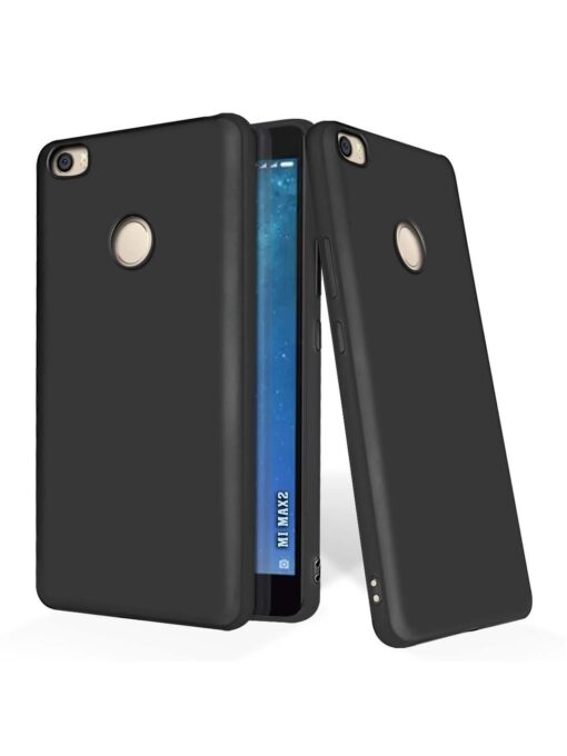 Plain Black Soft Silicone Case for Xiaomi Mi Max 2 Zapvi