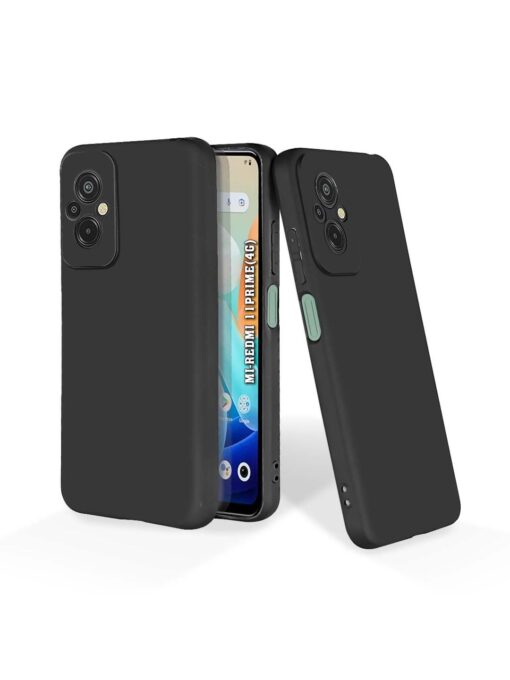 Plain Black Soft Silicone Case for Xiaomi Redmi 11 Prime (4G) Zapvi