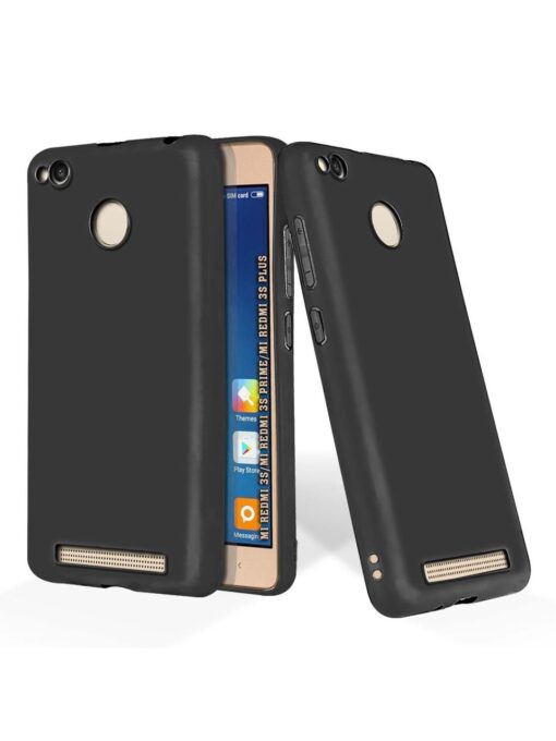 Plain Black Soft Silicone Case for Xiaomi Redmi 3S Zapvi